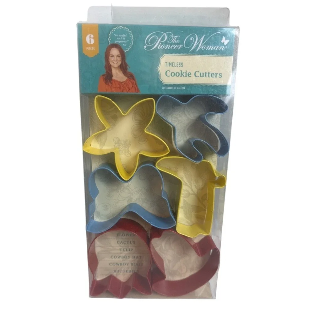 Pioneer Woman Timeless Cookie Cutters 6 pc Set Flower Cactus Tulip Cowboy Baking